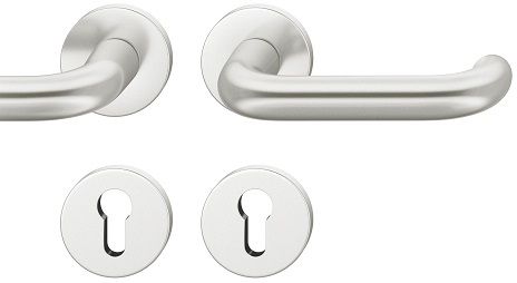 Handle set on round roses PZ, door thickness 39-58 mm, aluminium F1