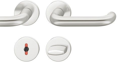 Handle set on round roses WC, door thickness 39-58 mm, aluminium F1