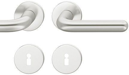 Handle set on round roses. BB, door thickness 39-58 mm, aluminium F1