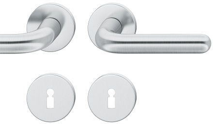 Handle set on round roses BB, door thickness 39-58 mm, stainless steel matt