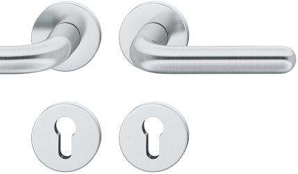 Handle set on round roses PZ, door thickness 39-58 mm, stainless steel matt