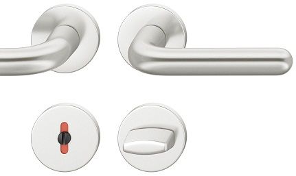 Handle set on round roses WC, door thickness 39-58 mm, aluminium F1