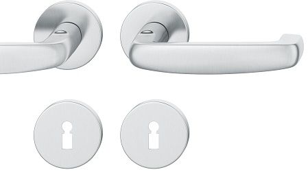 Handle set on round roses BB, door thickness 39-58 mm, stainless steel matt