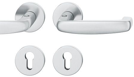 Handle set on round roses PZ, door thickness 39-58 mm, stainless steel matt