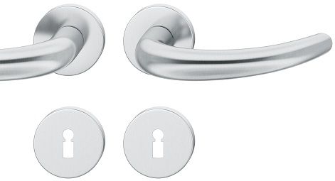 Handle set on round roses BB, door thickness 39-58 mm, stainless steel matt