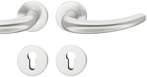 Handle set on round roses PZ, door thickness 39-58 mm, aluminium F1