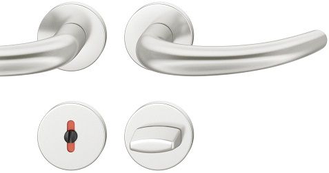 Handle set on round roses WC, door thickness 39-58 mm, aluminium F1