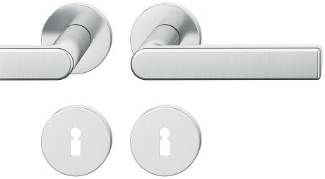 Handle set on round roses BB, door thickness 39-58 mm, stainless steel matt