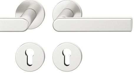Handle set on round roses PZ, door thickness 39-58 mm, aluminium F1