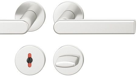Handle set on round roses WC, door thickness 39-58 mm, aluminium F1