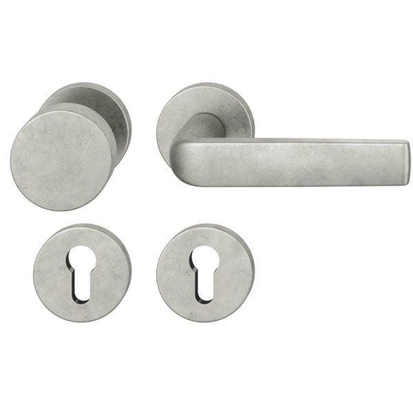 Handle set with round roses and door knob PZ, DB 39-58 mm, aluminium raw 013