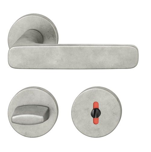 Handle set on round roses WC, door thickness 39-58 mm, aluminium natural 013
