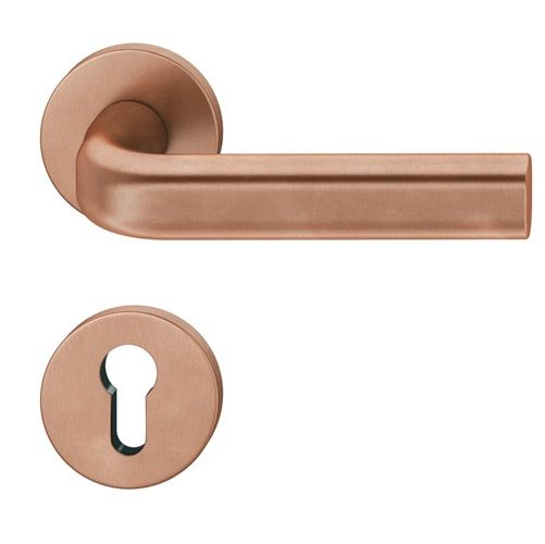 Handle set on round roses PZ, door thickness 39-58 mm, light bronze