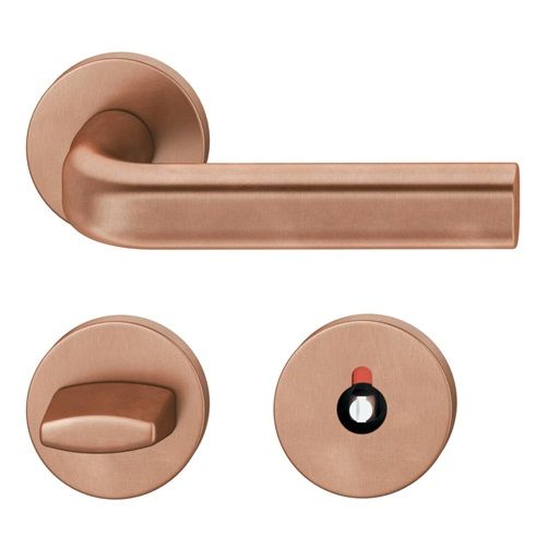 Handle set on round roses WC, door thickness 39-58 mm, light bronze