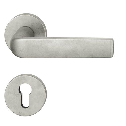 Handle set on round roses PZ, door thickness 39-58 mm, aluminium natural 013