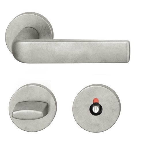 Handle set on round roses WC, door thickness 39-58 mm, aluminium natural 013