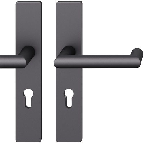 FSB 79 1016 handle set with backplates PZ 72mm for fireproof emergency doors, aluminium blasted, matt black S8