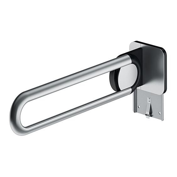 Drop-down support rail 700mm, A-flex mounting plate, matt st. steel, right