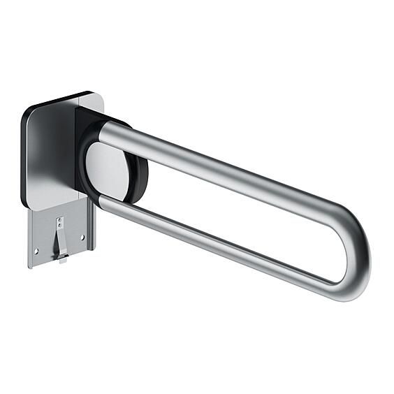 Drop-down support rail 700mm, A-flex mounting plate, matt st. steel, left