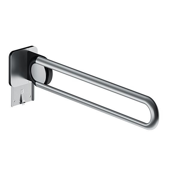 Drop-down support rail 900mm, A-flex mounting plate, matt st. steel, left