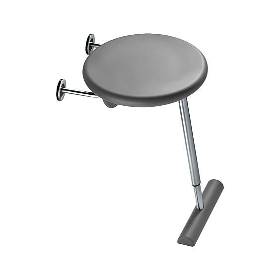 Shower/bath stool with wall fastening, Ø400mm, st. steel/PUR