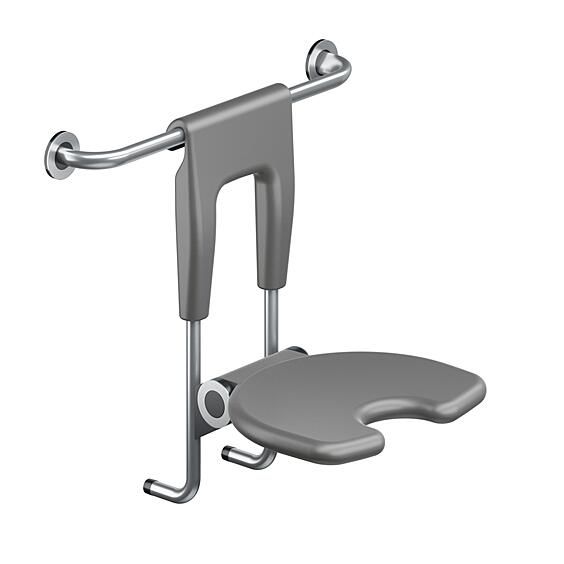 Suspended seat for shower/bath without floor support, st.steel/PUR