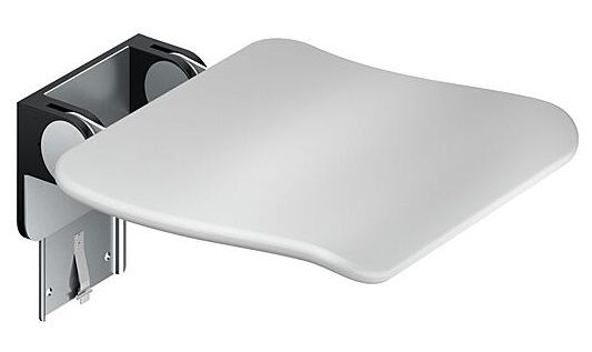 Tip-up shower seat with A-flex fastening, 400x400mm, grey RAL7047