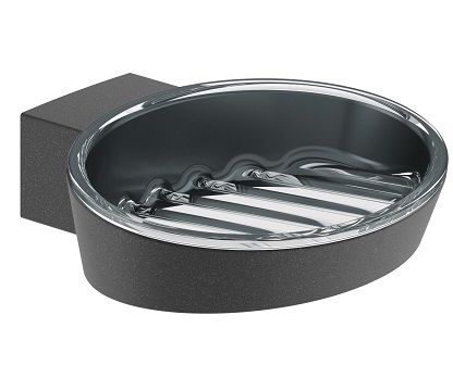 Soap holder A100, anthracite grey metallic/plastic