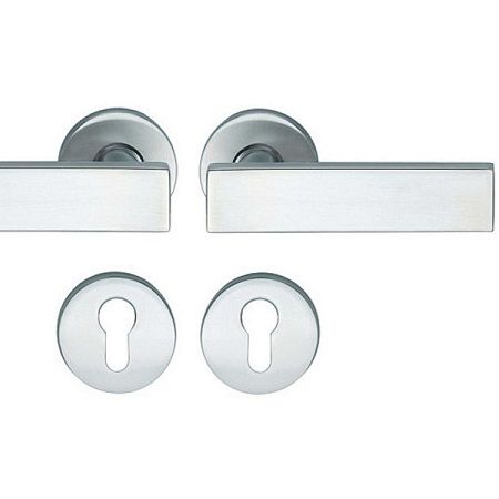 Handle set on round roses PZ, door thickness 39-58 mm, aluminium F1