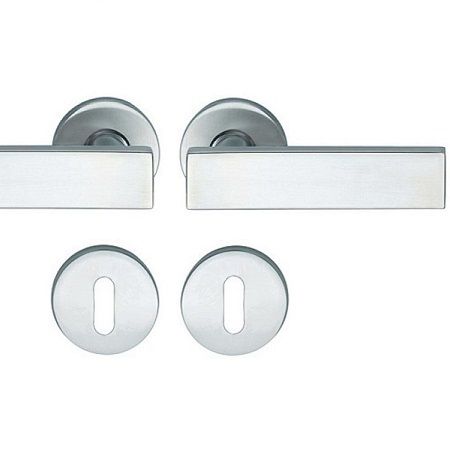 Handle set on round roses BB, door thickness 39-58 mm, stainless steel matt