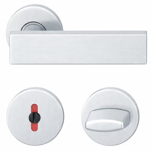Handle set on round roses WC, door thickness 39-58 mm, aluminium F1