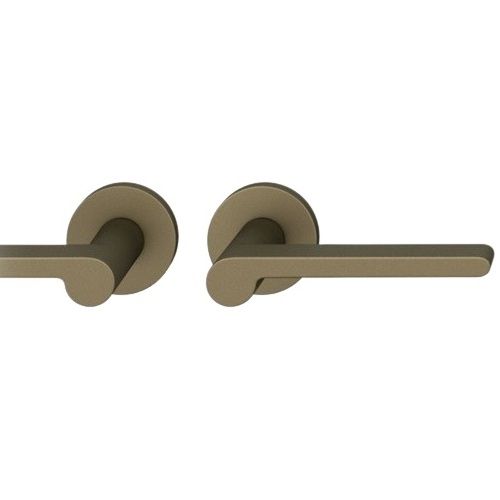 Handle set on round roses BAC, door thickness 39-58 mm, medium dark bronze tone blasted S5