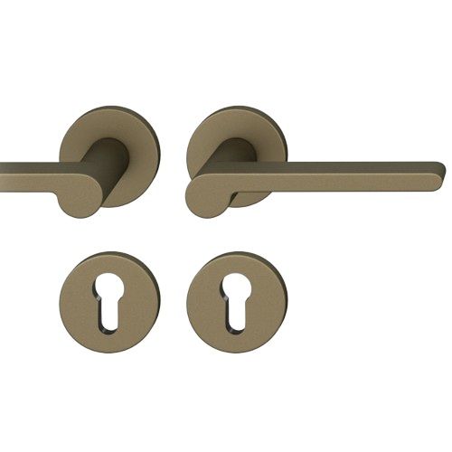 Handle set on round roses PZ, door thickness 39-58 mm, medium dark bronze tone S5