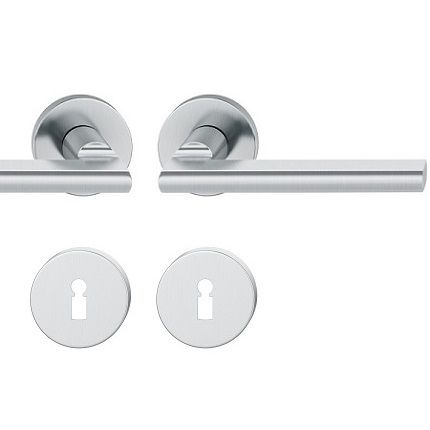 Handle set on round roses BB, door thickness 39-58 mm, stainless steel matt