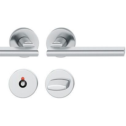 Handle set on round roses WC, door thickness 39-58 mm, stainless steel matt