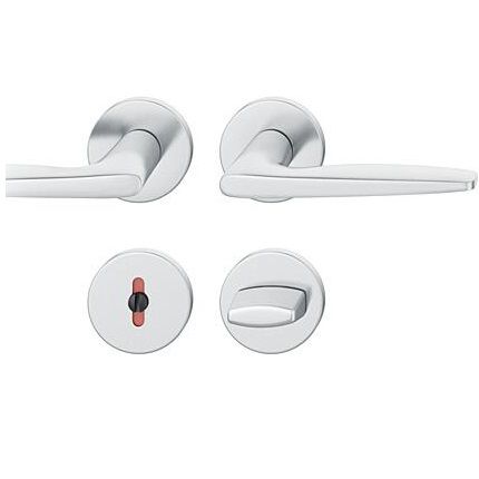 Handle set with round roses WC, door thickness 39-58 mm, stainless steel satin