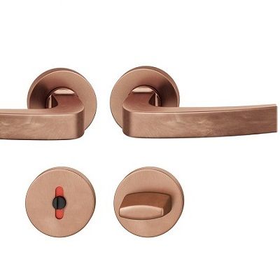 Handle set on round roses WC, door thickness 39-58 mm, light bronze