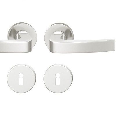 Handle set on round roses BB, door thickness 39-58 mm, aluminium F1