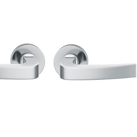 Handle set on round roses BAC, door thickness 39-58 mm, stainless steel matt