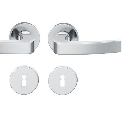 Handle set on round roses BB, door thickness 39-58 mm, stainless steel matt