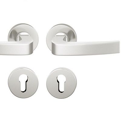 Handle set on round roses PZ, door thickness 39-58 mm, aluminium F1