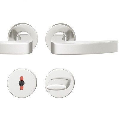Handle set on round roses WC, door thickness 39-58 mm, aluminium F1