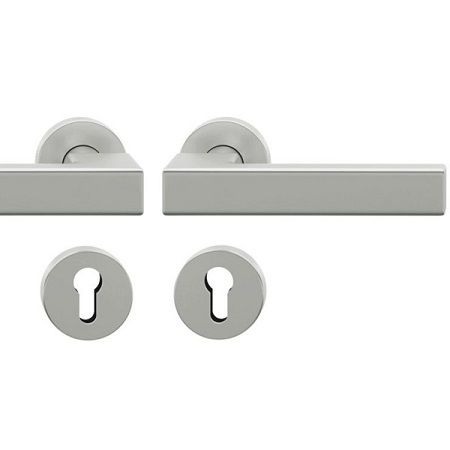 Handle set on round roses PZ, door thickness 39-58 mm, aluminium F1