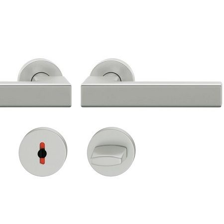 Handle set on round roses WC, door thickness 39-58 mm, aluminium F1