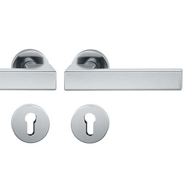 Handle set on round roses PZ, door thickness 39-58 mm, stainless steel matt