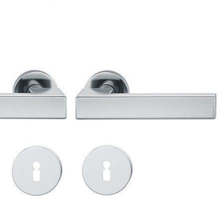 Handle set on round roses BB, door thickness 39-58 mm, stainless steel matt