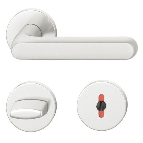 Handle set on round roses WC, door thickness 39-58 mm, aluminium F1