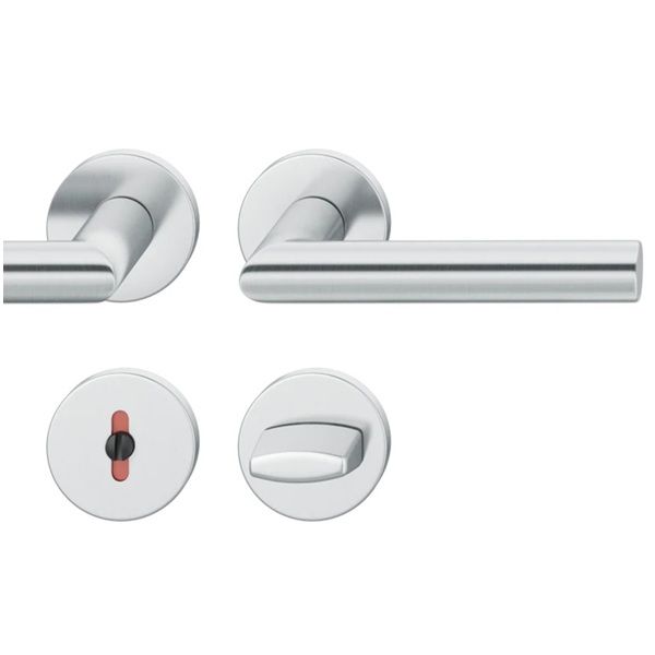 Handle set on round roses WC, door thickness 39-58 mm, stainless steel matt