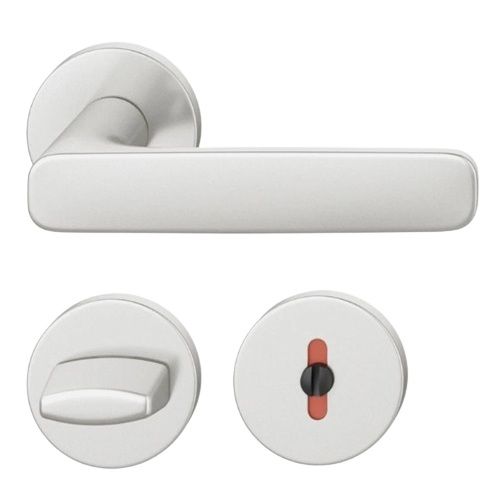 Handle set on round roses WC, door thickness 39-58 mm, aluminium F1