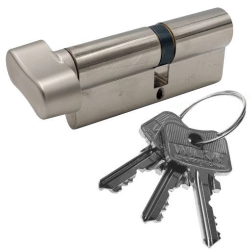 Profile cylinder with knob P50-45, brass nickel-plated